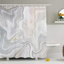 Мраморная занавеска для душа натуральный камень цвет брызги кисть техника Стильный винтажный дизайн ткань декор для ванной комнаты