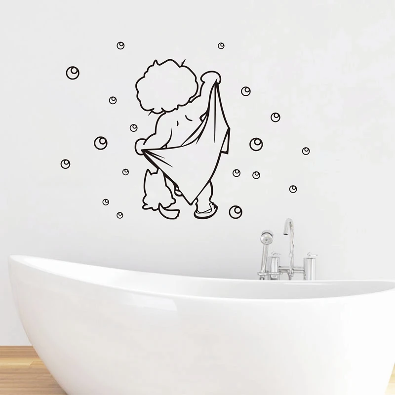 Calcomanías decorativas impermeables para pared de baño de bebé,  calcomanías divertidas de vidrio, estilo de dibujos animados para niños,  pegatinas de pared para baño de bebé, envío gratis|Adhesivos para pared| -  AliExpress