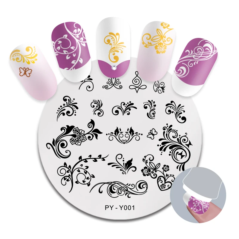 PICT YOU круглые пластины для штамповки ногтей французские наконечники из нержавеющей стали печать изображений штампы шаблоны DIY Дизайн ногтей Y001