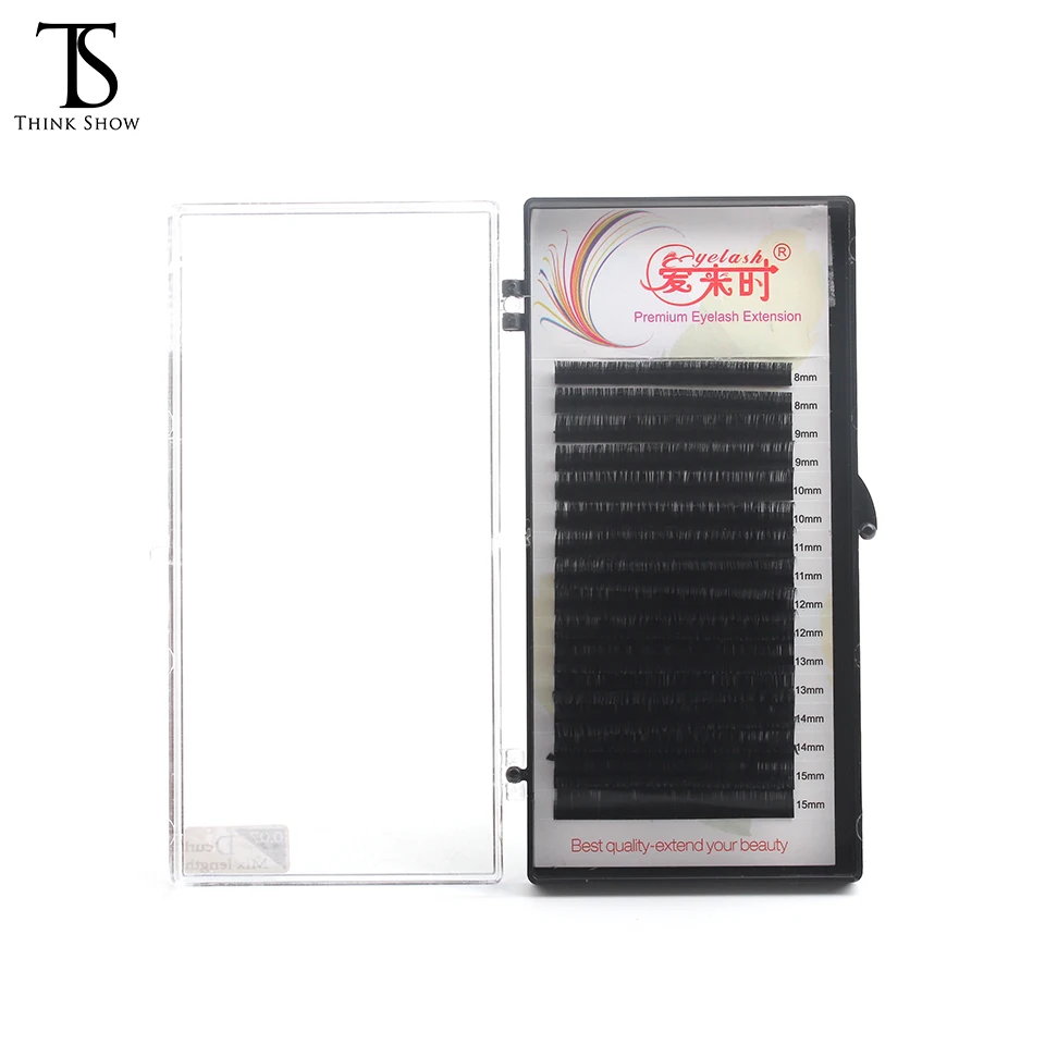 

Thinkshow Mixed Eyelash Extension natural faux mink silk eye lash extension mix length 8-15 16 rows/tray C D curl