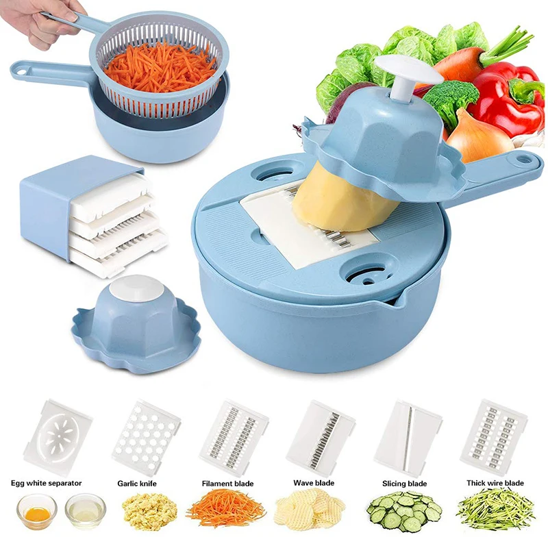 

Vegetable Mandoline Slicer - 10 in 1 Vegetable Spiralizer Cutter and Shredder - Kitchen Multipurpose Grater Peeler Food Dicer