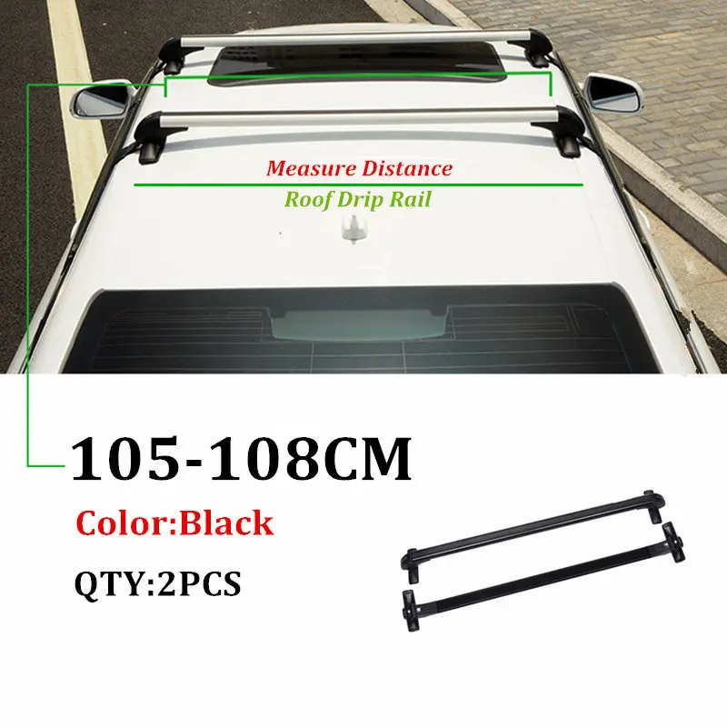 ALWAYSME, 2 шт., универсальный, подходит для автомобиля, без оригинала, RoofRack, автомобиль, внедорожник, алюминиевый верх, багаж, багажник на крышу, поперечная планка с противоугонным замком - Цвет: Black 105-108CM