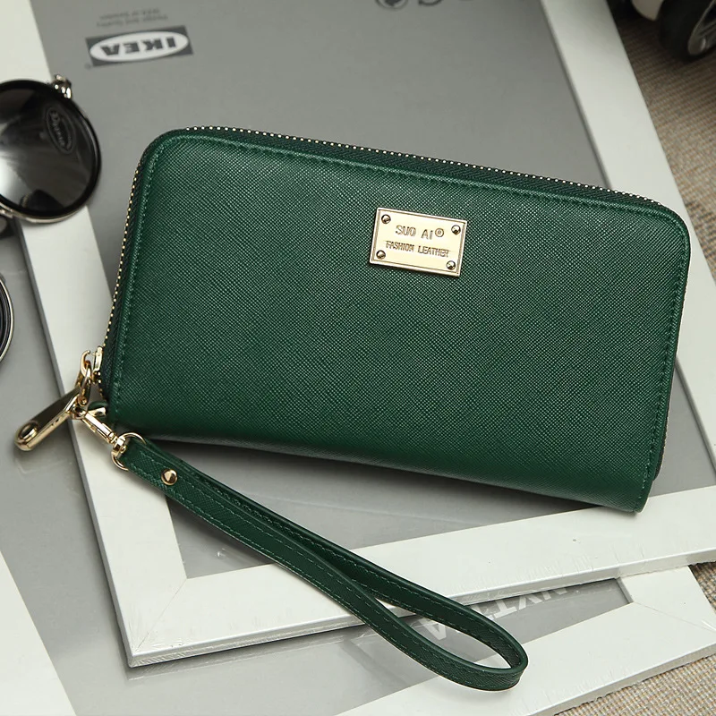 

Hot Sale Women PU Leather Wallets Korean Style Cross Oattern Wallet Long Zipper Card Holder Purse Large Capacity ID Holder Bag