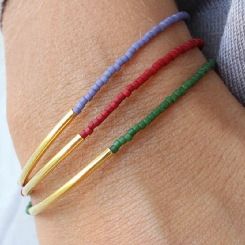 

Europe and the new simple handmade multi-color measle brass bracelet boho charm of choice for women