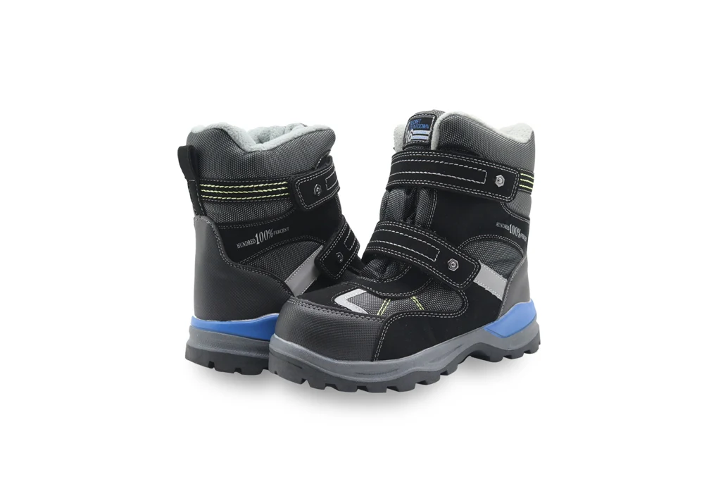 Apakowa/зимние ботинки для мальчиков; Детские водонепроницаемые теплые шерстяные ботильоны на липучке со светоотражающей полоской; походная обувь для маленьких мальчиков