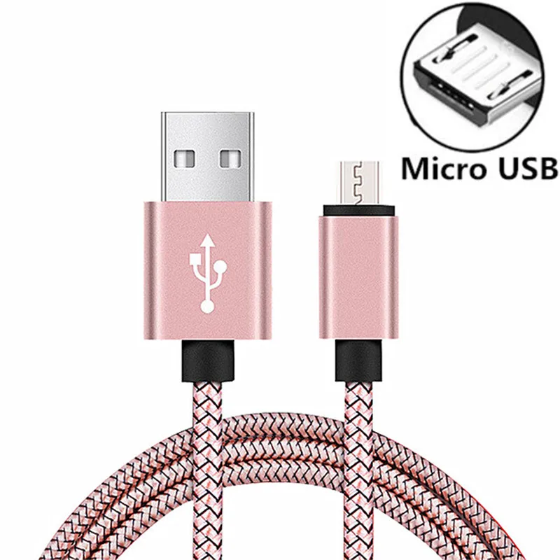 Micro USB Fast Charging Cable For Samsung Galaxy A3/A5/A7 J3/J5/J7 S7 Phone charger 2 MLong Kabel Microusb Short Cord - Цвет: Розовый