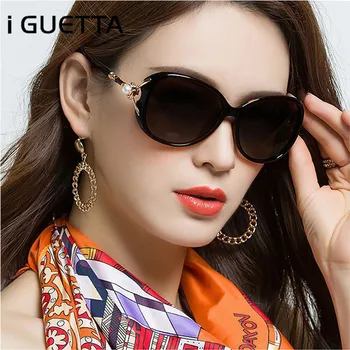 

iGUETTA Square Polarized Sunglasses Women Driving Titanium Fashion Pearl Shape Frame Shades For Women Gafas De Sol Mujer IYJB166