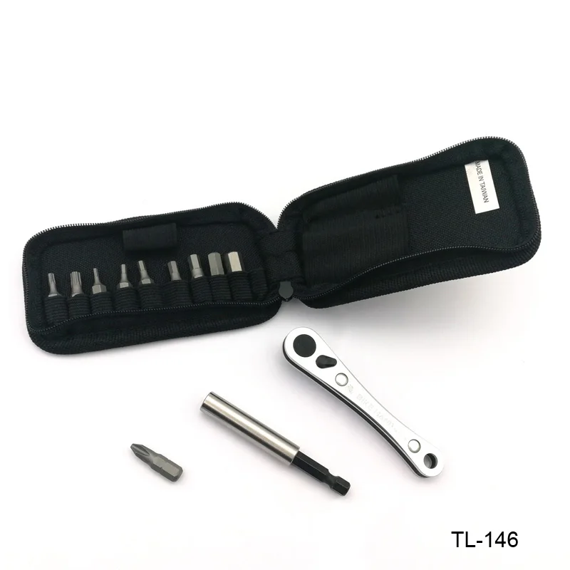 

10 In 1 Bicycle Tool Kit Bike Portable MTB Hex Keys Cross Flat Head T25 T10 Screwdriver Head Extension Rod TL-146