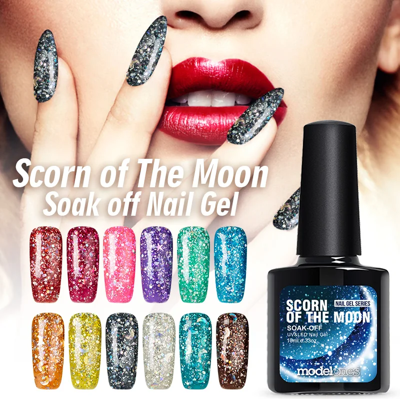 

Modelones Star Glitter UV Nail Gel Polish Super Shiny Sequins Led Painting Nail Gel Varnish Semi Permanent Yellow Color Gel