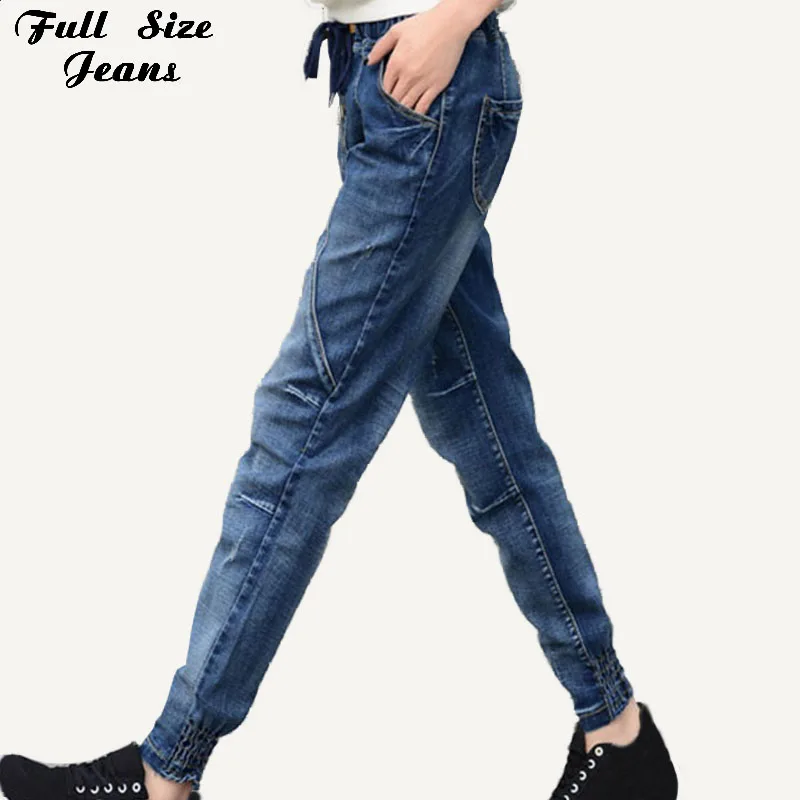 

Extra Long Jogger Jeans For Tall Girl Elastic Waist Pencil Harem Jeans Over Length Pants Extended Long Denim Jeans XS 6Xl