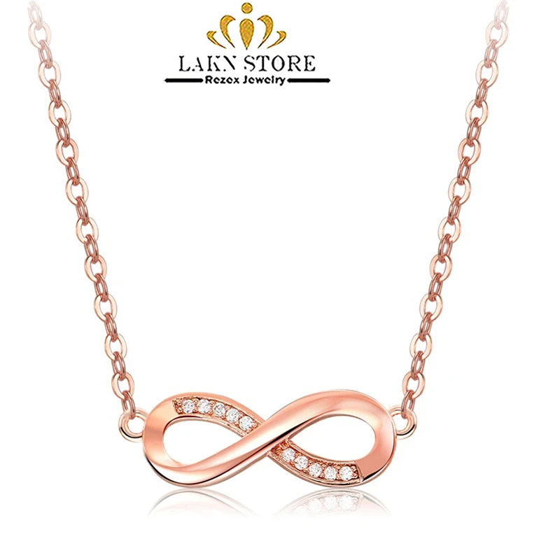 

simple crystal rose gold infinity pendant necklace for women men couples in love wedding gift for girlfriend