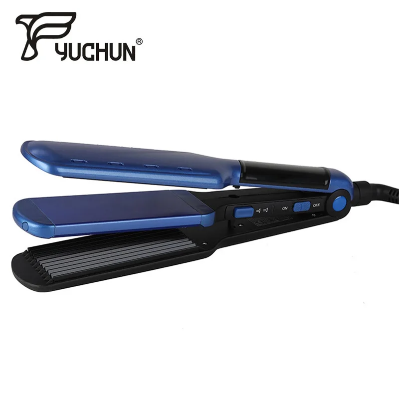 

2 in 1 Hair Straightener and Curler Hair Volumize Corrugated Flat Irons for Multi Hair Style Hair Crimper Red Blue Hair Iron