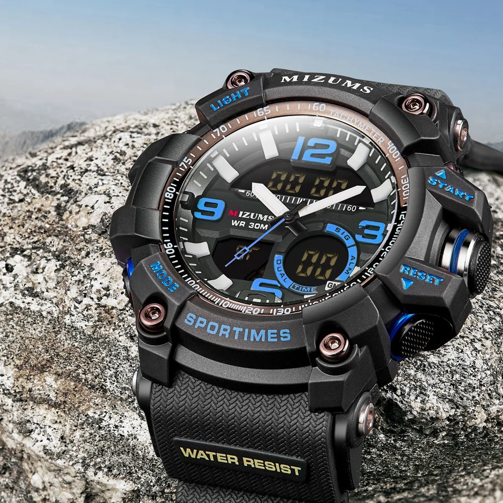 mizums Brand Men Sports Watches Dual Display Analog Digital LED Electronic Quartz Wristwatches Waterproof Swimming Military Watch drop shipping (2)
