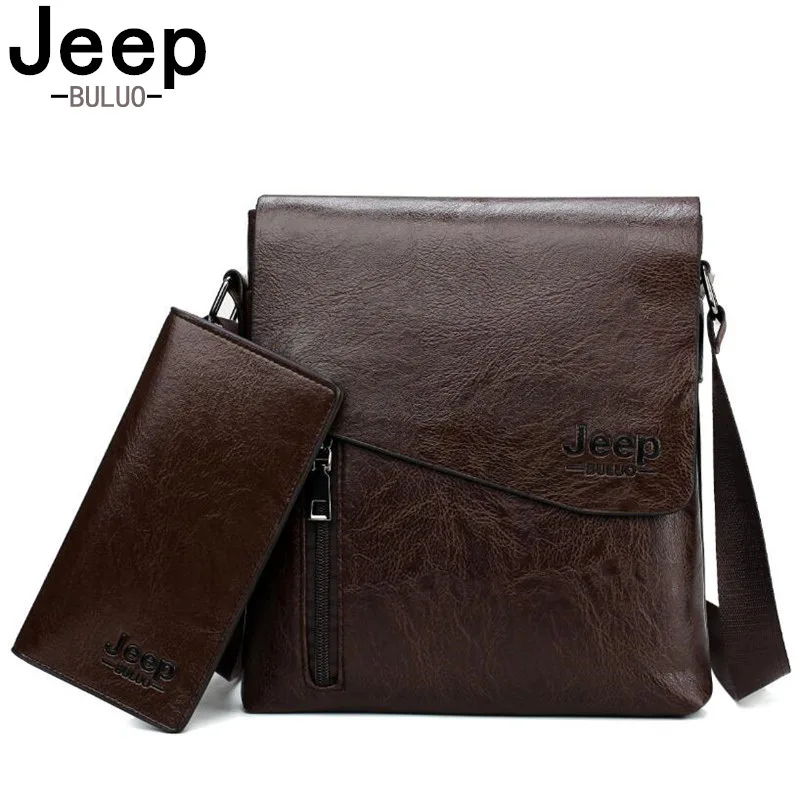 

JEEP Brand Shoulder Bag For Men Leather Tote Bag Messenger Bags Set Fashion Clasp Zipper Open Bags 2pcs Set Crossbody Factory
