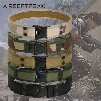 

Outdoor Sport Hunting Belt Canvas Adjustable Men Camping Equipment Sport Shooting Airsoft Paintball Belts Tactical Waistband