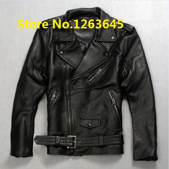 Natural Cow Leather Plus Size 3XL 4XL Cowhide Genuine Leather Jacket