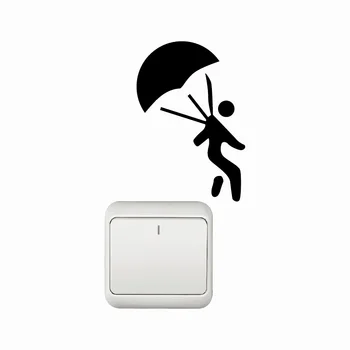 

KG-116 Creative Parachuter Silhouette Switch Sticker Cartoon Vinyl Wall Sticker Home Decor Wallpaper