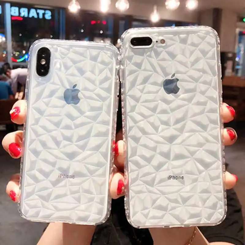 3D чехол со стразами для iphone XS Max, чехол для iphone XR X 7 6S 6 8 Plus SE 5 S 5S, мягкий чехол из ТПУ с геометрическим рисунком ромба, чехол для телефона s