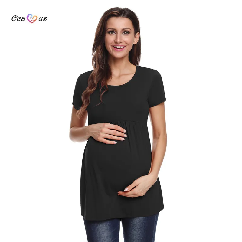 Женская одежда для беременных Топы с коротким рукавом в горошек с круглым вырезом Одежда для беременных Туника Футболка для беременных Большие размеры