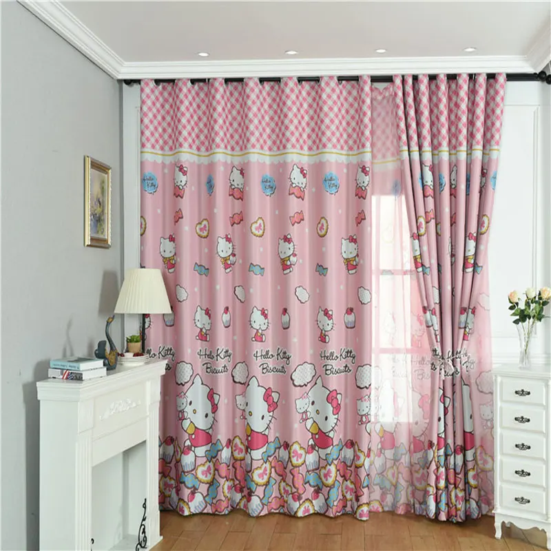 Us 14 49 37 Off Cute Hello Kitty Cartoon Print Blackout Curtain Children S Baby Room Children S Bedroom Living Room Can Be Customized Size In