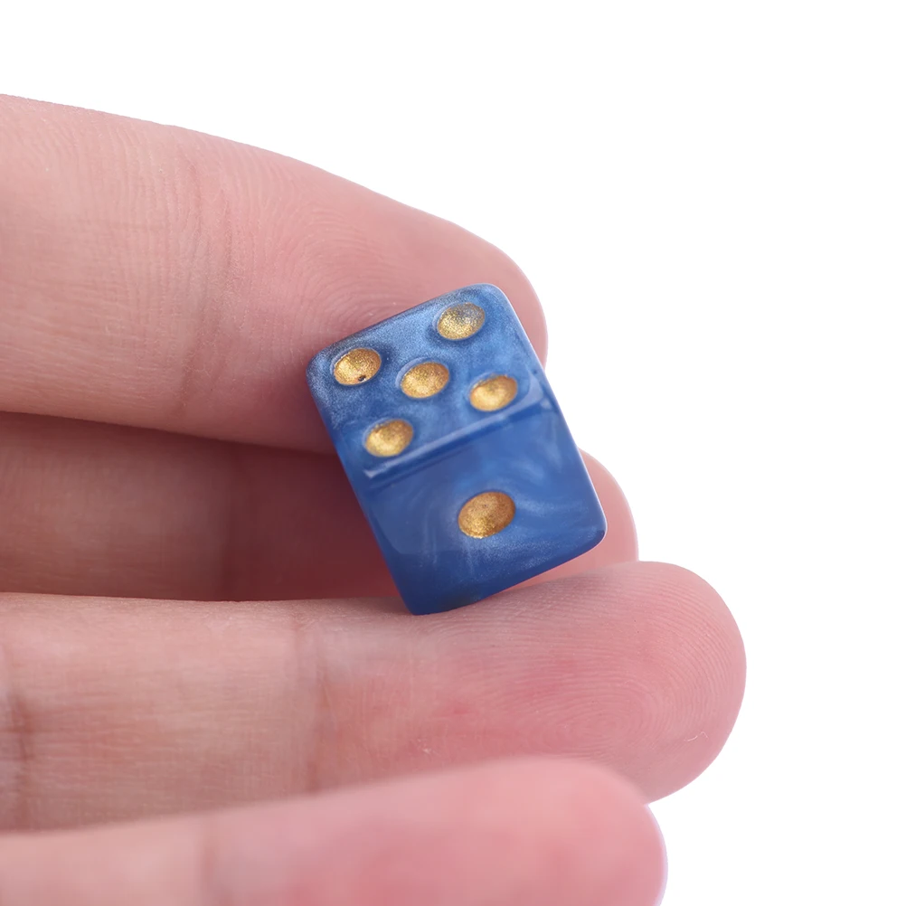 

10PCS Dice d6 Marble effect with golden dots dice Game Accessories Gambling Dice 12MM red,blue,green,white,purple