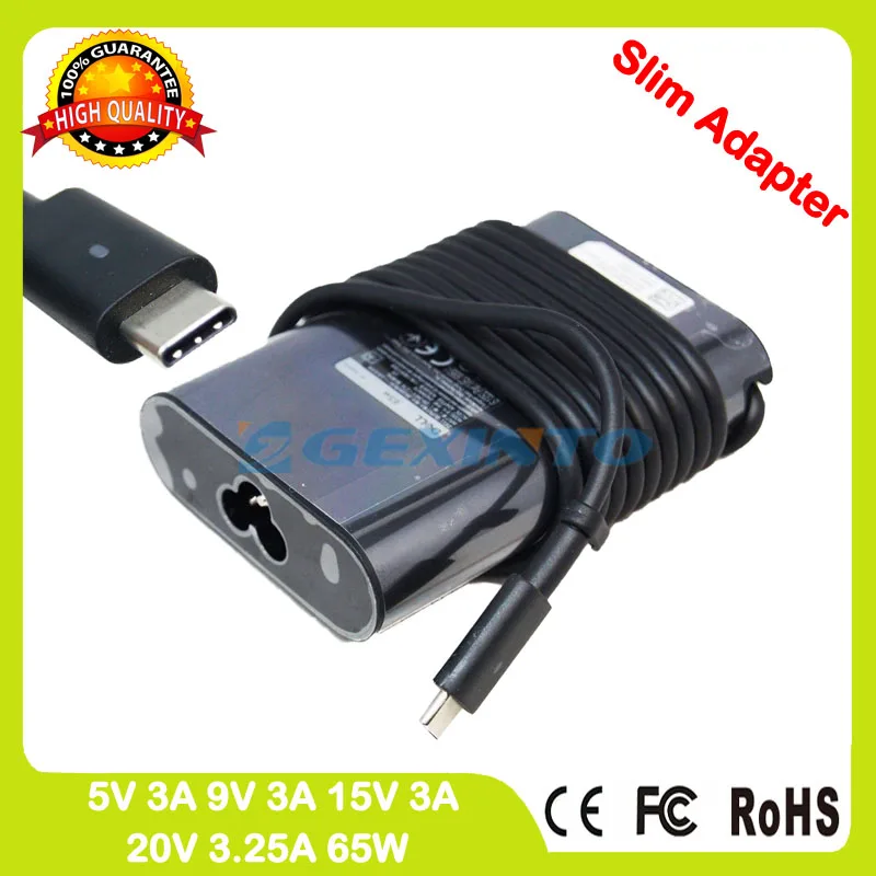 

65W USB-C type C AC power adapter 5V 3A 9V 3A 15V 3A 20V 3.25A laptop charger for Dell Latitude 14 5495 P72G003 HA65NM170 0M1WCF