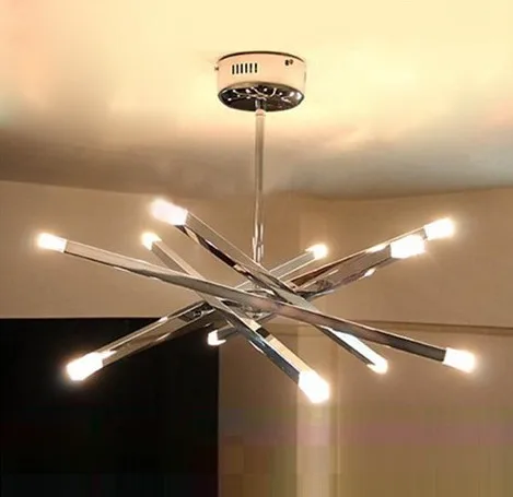 

12 Light New Comtemporary Chrome Rod Star Pendant Lamp Lighting Light Hanging Chandelier