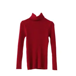 Для женщин модные однотонные тянуть высокая эластичность вязаный свитер 2019 осень-зима толстые теплые пуловеры женские Свитер с воротником