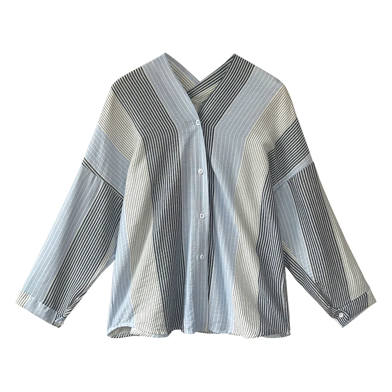 

Women Tops and Blouses Stripe Linen Long Sleeve Elegant Blouse Shirt Casual Spring Womans Shirts Plus Size XXXL/4XL