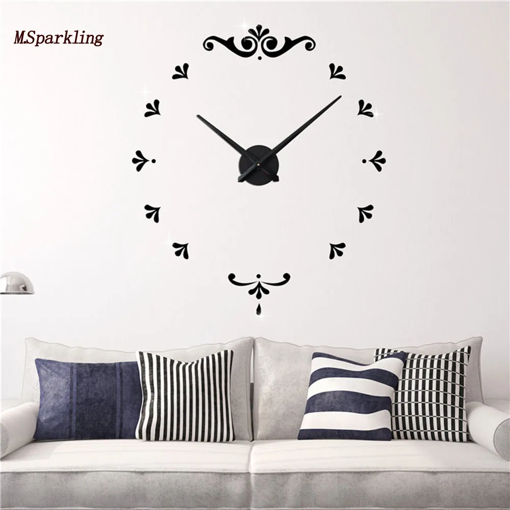 

2018 hot real arrival digital mirror big wall clock modern living room quartz metal clocks free shipping home decoration watch