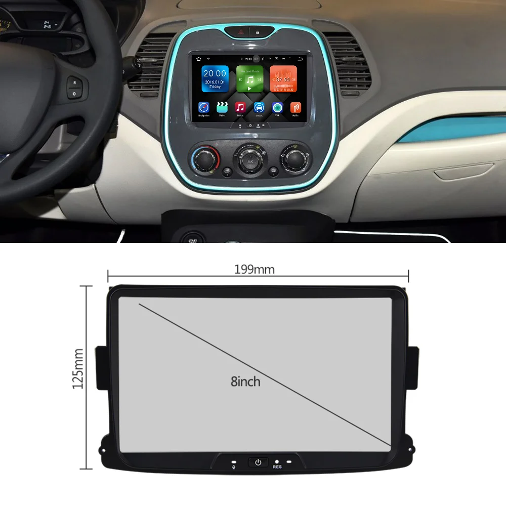 Eunavi 1 Din 8 ''Android 9,0 Автомобильный gps Navi Радио стерео для Dacia/Sandero/Duster/Renault/Captur/Lada/Xray 2 Logan 4G ram wifi USB