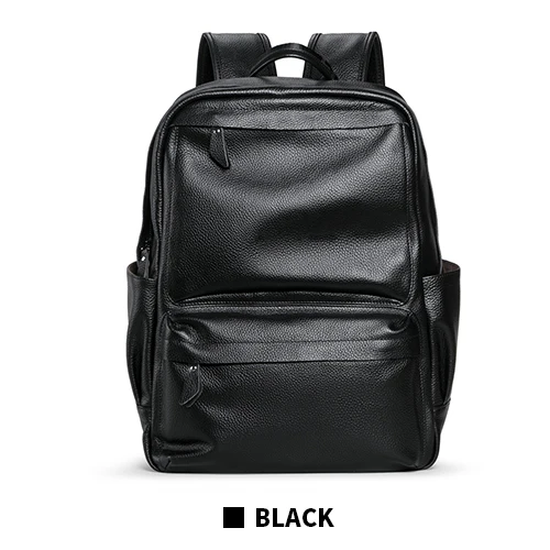 LIELANG мужской рюкзак из натуральной коровьей кожи, Мужская школьная сумка для ноутбука, высокое качество, мужские рюкзаки, стильная повседневная дорожная сумка - Цвет: black