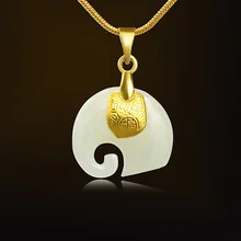 Gold Jade Pendant Necklace Drop Shipping Hetian Jade Elephant Pendant Lucky Amulet 24K Gold Jewelry For Women Men Gold Jade Pendant Necklace Drop Shipping Hetian Jade Elephant Pendant Lucky Amulet 24K Gold Jewelry For Women Men