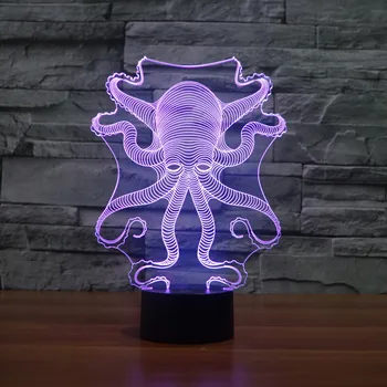 

[Seven Neon]free Shipping octopus Acrylic 7Colors Desk Lamp 3D Lamp Novelty Led Night Light Millennium Falcon Light