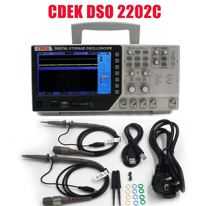 Цифровой мультиметр CDEK DSO2202C Осциллограф USB 200 МГц 2 канальный ЖК Портативный