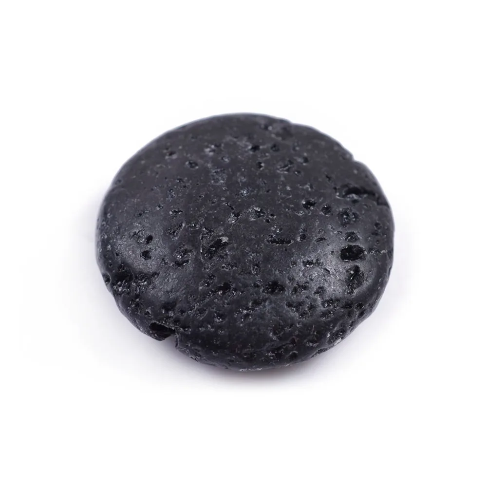 

10Pcs Flat Natural Essential Oil Lava Stone Round Shape Natural Stone Beads DIY Pendant