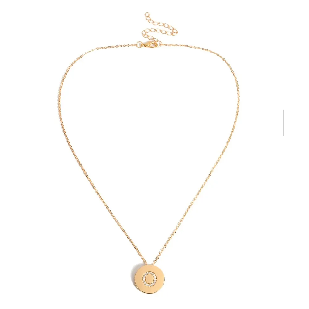 

Baroque simple round necklace women personality 26 letter micro-set pendant charm necklace bohemian statement jewelry best gift