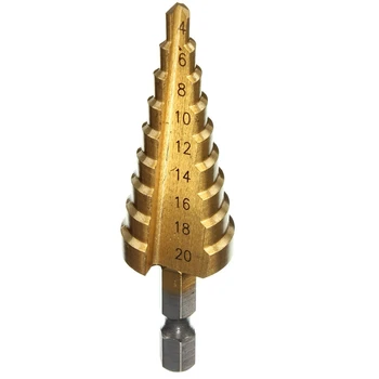 

HSS drill Step drill Tapered Titanium 1/4 Hexagonal Rod For Drilling Screwdriver 4-20mm