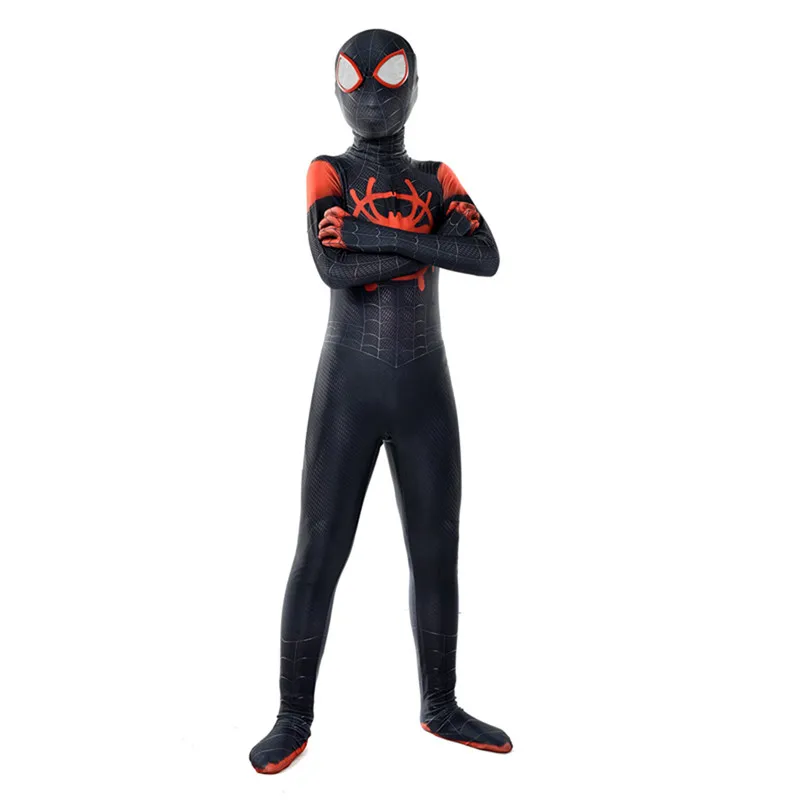 2XL Человек-паук в Spider-Verse Майлз Моралес Косплей-костюм супергерой Zentai Взрослые Дети Мальчики Человек-паук костюм боди