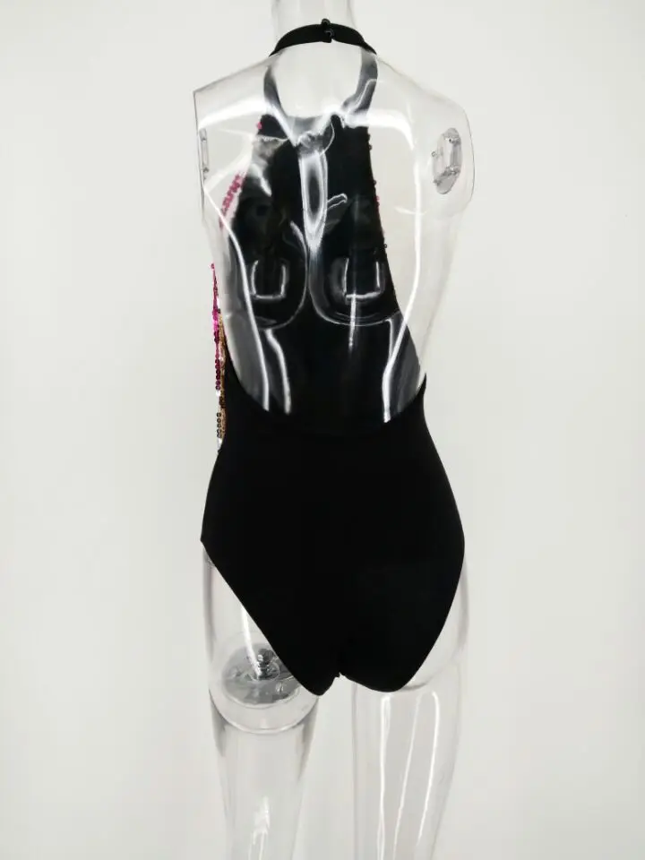 Sexy Night Club Wear Colorful Sequins bodysuit women one piece body mujer femme elegant Backless Party bodycon Summer jumpsuit