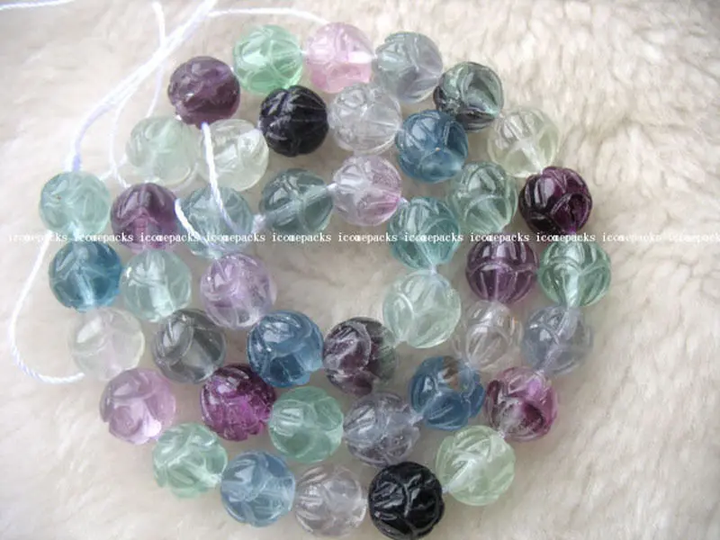 

wholesale fluorite carved round 10 mm 15"
