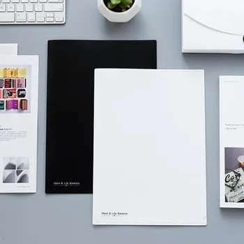 

1 Pcs Novelty A4 L Clip White Black Transparent Color File Folder Storage Bills PP Document Bags Folder Filing Products