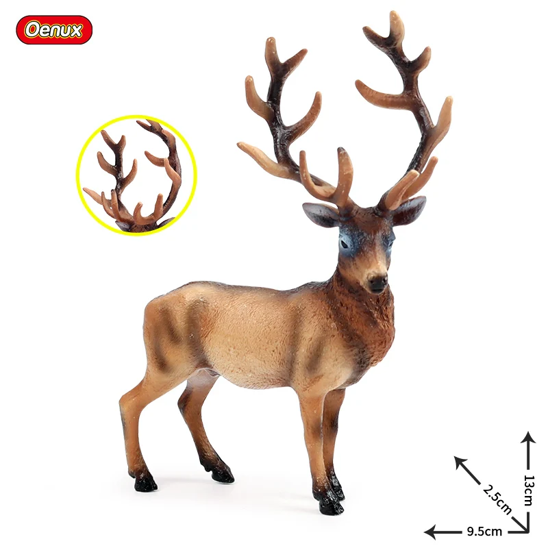 Oenux Forest Wild Deer Animals White-Tailed Elk Moose Antelope Action Figures Figurines Model Cake Decoration Toy Kids Xmas Gift