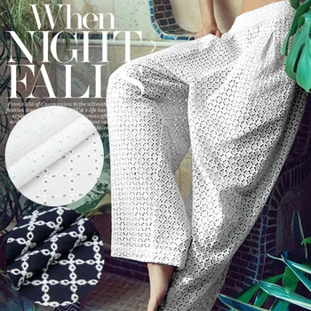 

Openwork embroidery checkered dress simple cotton fabric arts clothing cotton fabrics wholesale high quality cotton cloth