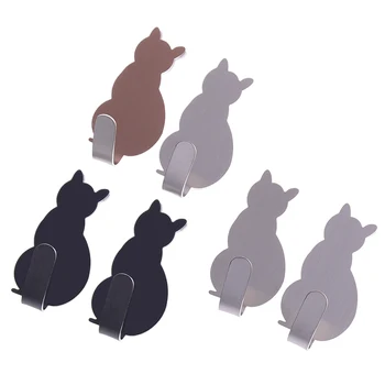 

2Pcs/lot Decorative Holder Kitchen Wall Door Metal Hook Key Hanger Clothes Storage Rack Tool Cat Tail Shaped