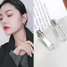 Женские серьги, модные ювелирные изделия, тренд, подарок, застежка, висячие серьги, подвеска, серебро, простая молния, гротеск