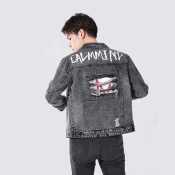 

Fashion 2019 new Spring Autumn Men's cowboy Jackets Streetwear Large size Denim Trucker Jacket For Male Motorcycle jacket NO820