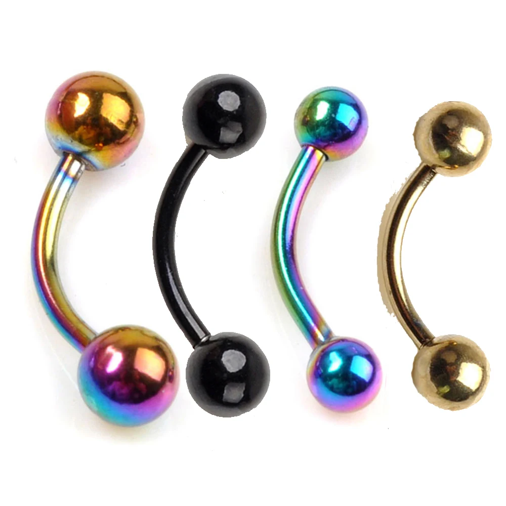

5Pcs Curved Barbell Eyebrow Ring For Women Men Ear Bone Labret Belly Piercing Jewelry 19G Gold Stainless Steel Piercings