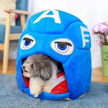 

DAINCHOUL New Hot Captain America Cat Dog House For Small Medium Pet Soft Warm Puppy Nest Bed House Dog Bed Kennel Pet Supplies