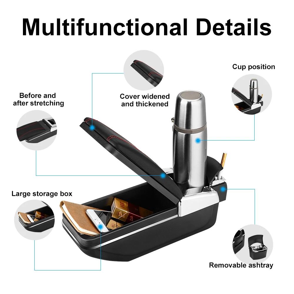  Universal Armrest Box Central Container Storage Box PU Leather Armrest Box Car Styling Accessories 